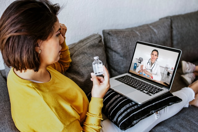 patient talking to telehealth doctor