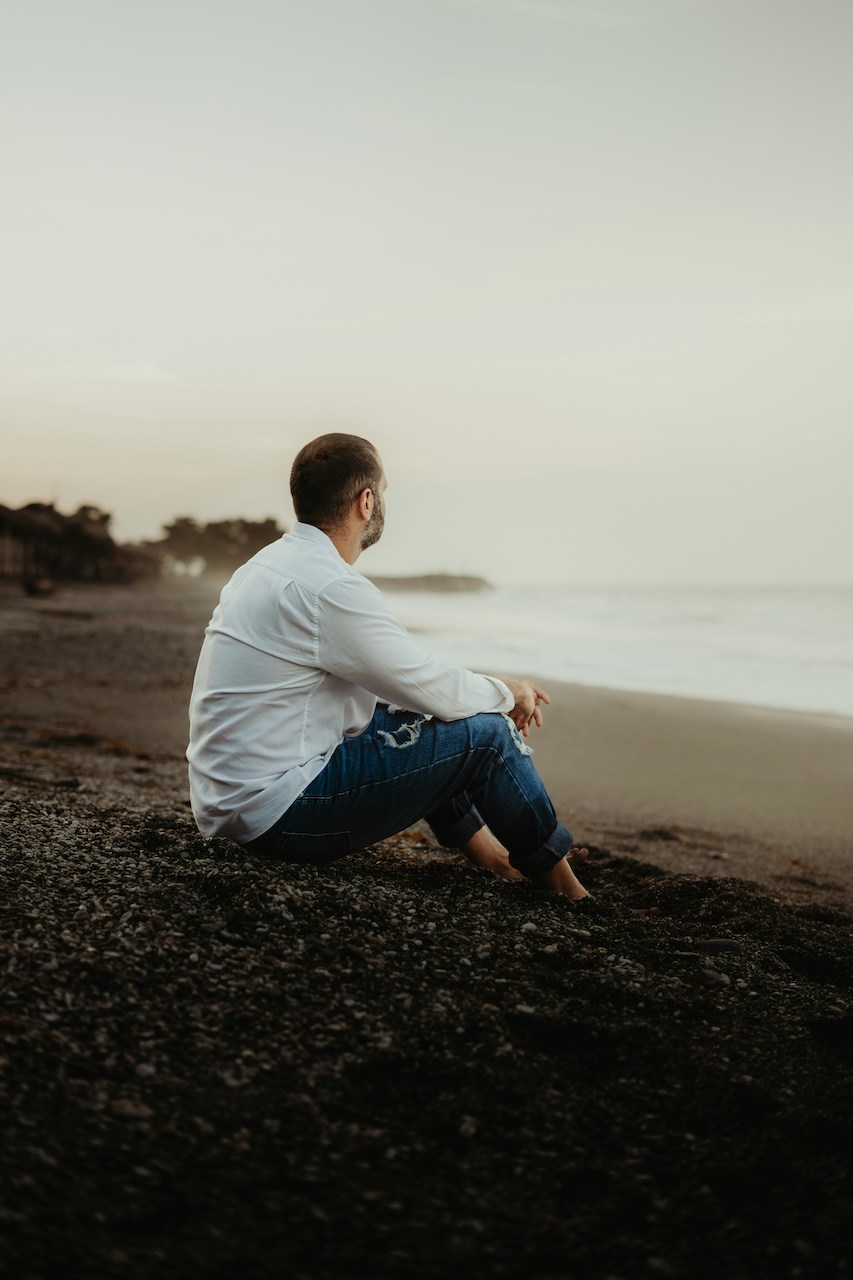 man viewing the water